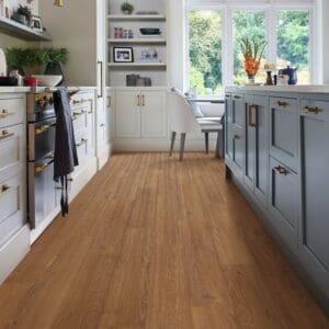 Bologna oak luxury vinyl flooring installed in modern kitchen setting