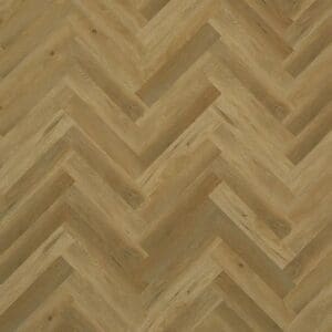 Close up of alva natural oak parquet flooring showing herringbone pattern and wood grain detail