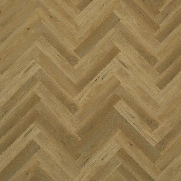 Close up of alva natural oak parquet flooring showing herringbone pattern and wood grain detail