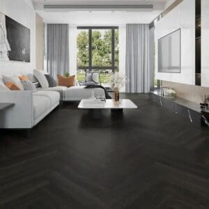 Alva antigua charcoal oak parquet flooring in herringbone pattern