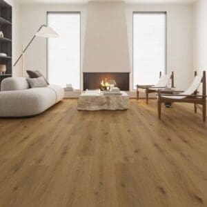 Alva harvest oak plank flooring in modern living room setting