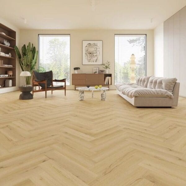 Alva elm oak parquet flooring in modern living room setting