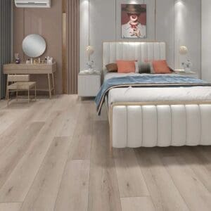 Alva victoria oak plank flooring in a modern bedroom setting