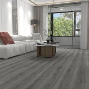 Alva millennium oak plank flooring in modern living room with white sofa