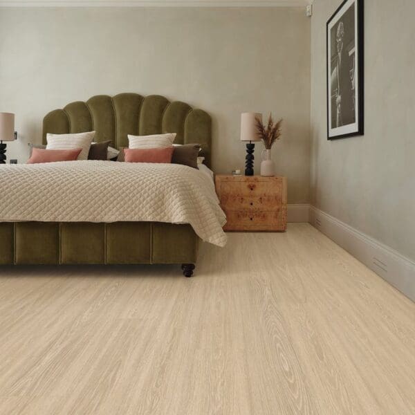 Dolce prime pvp406 flooring installed in a stylish bedroom setting
