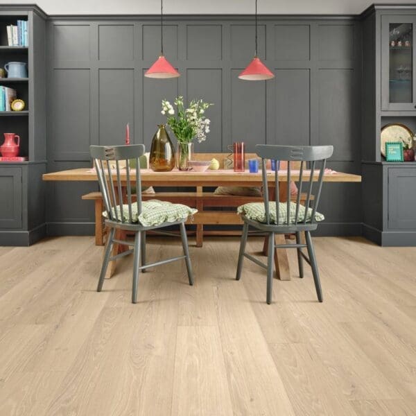 Dining room with karndean palio essenza florentine oak flooring and grey walls