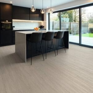 Modern kitchen with verona prime pvp407 flooring and black cabinetry