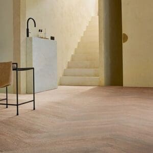 Forbo allura flex amber elegant oak flooring in minimalist interior with stairs