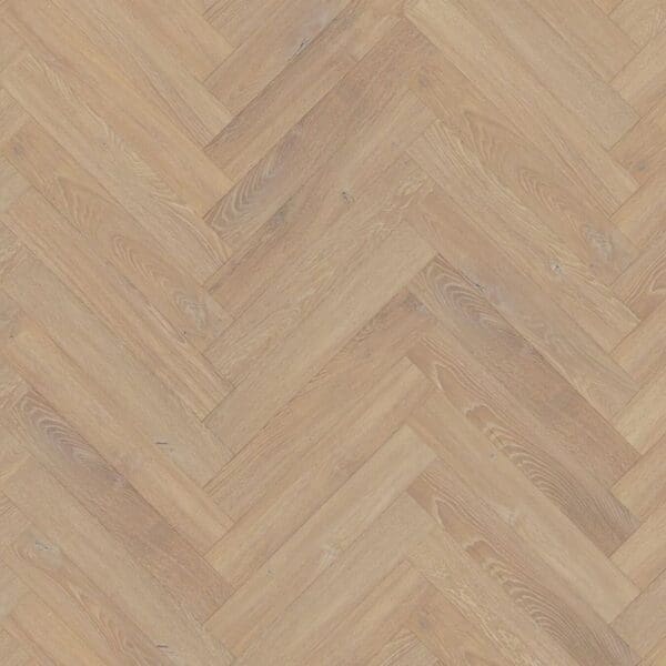 Lignum fusion premium desert oak herringbone flooring sample showing warm beige tones in herringbone pattern