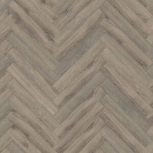 Lignum fusion premium volcanic oak herringbone flooring sample showing grey-toned wood effect in herringbone pattern