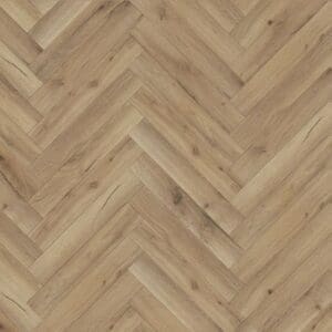 Lignum fusion premium albany oak herringbone flooring sample showing warm oak tones in herringbone pattern