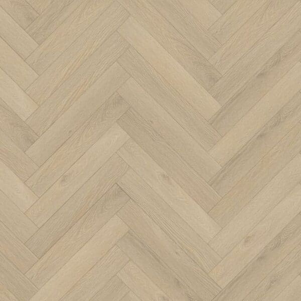 Lignum fusion premium denver oak herringbone flooring sample showing light beige oak pattern