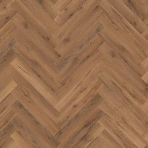Lignum fusion premium robust fumed oak herringbone flooring sample showing detailed wood grain pattern