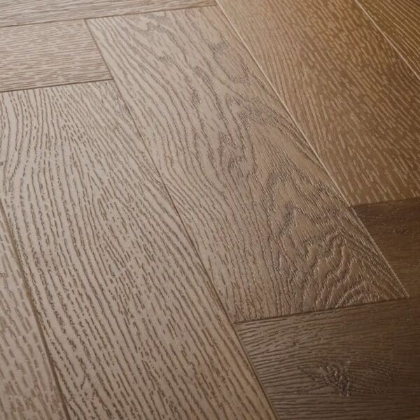 Close up of textures traditional oak herringbone showing wood grain detail