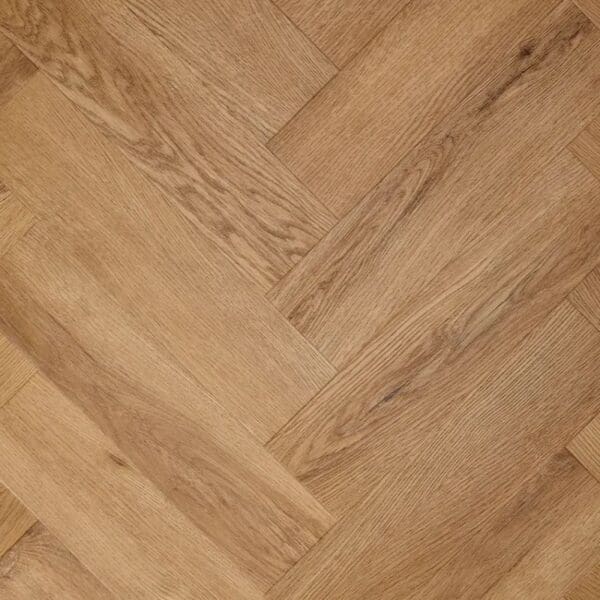 Textures traditional oak herringbone luxury vinyl tile flooring in warm golden brown