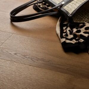 Textures traditional oak plank flooring with handbag and scarf showing styling options