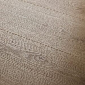 Close up view of textures light oak plank showing detailed grain pattern