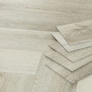 Bodo Herringbone SPC Light Washed Oak flooring - close-up showing texture and color