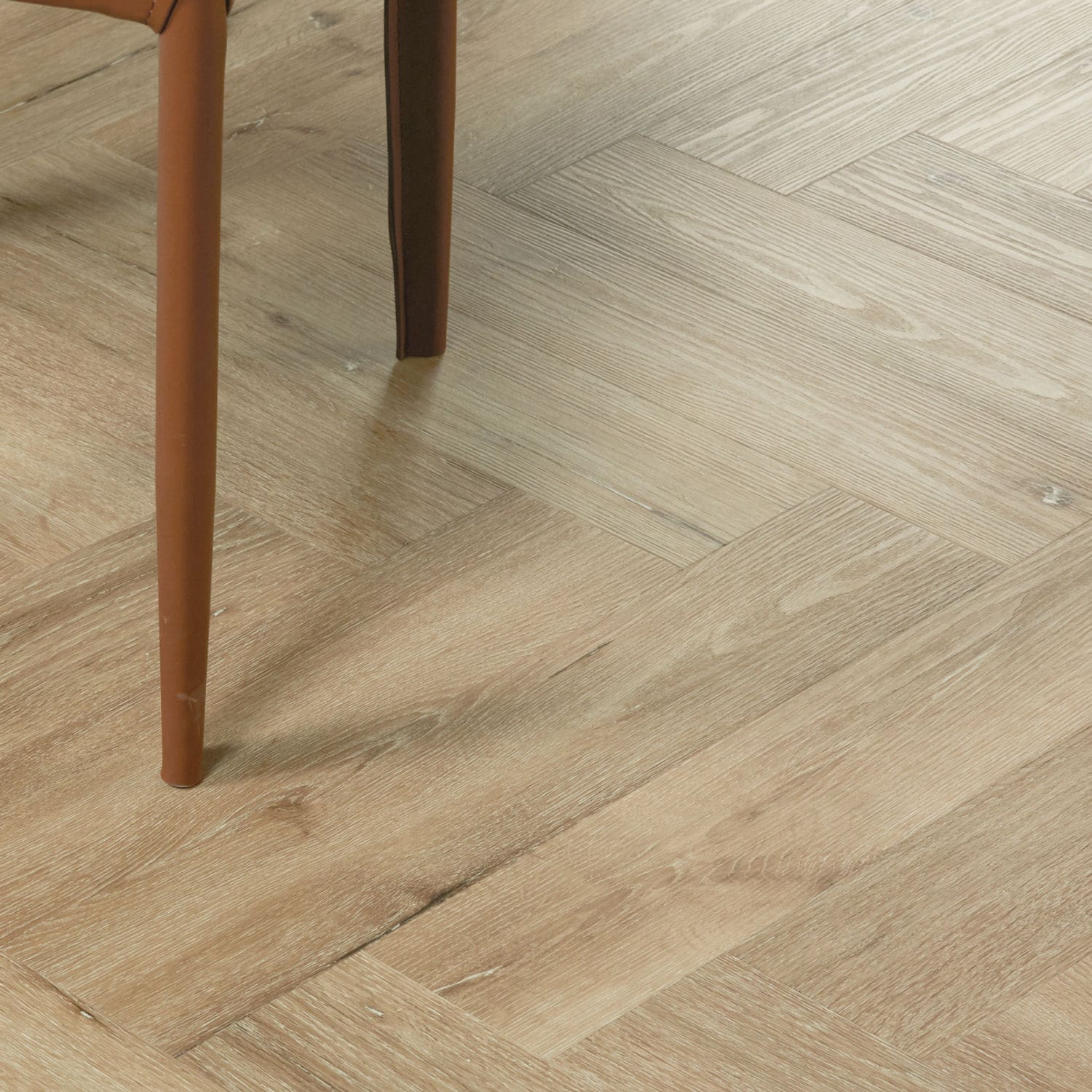 Bodo Herringbone SPC Woodland Fir flooring - room shot showing texture and color