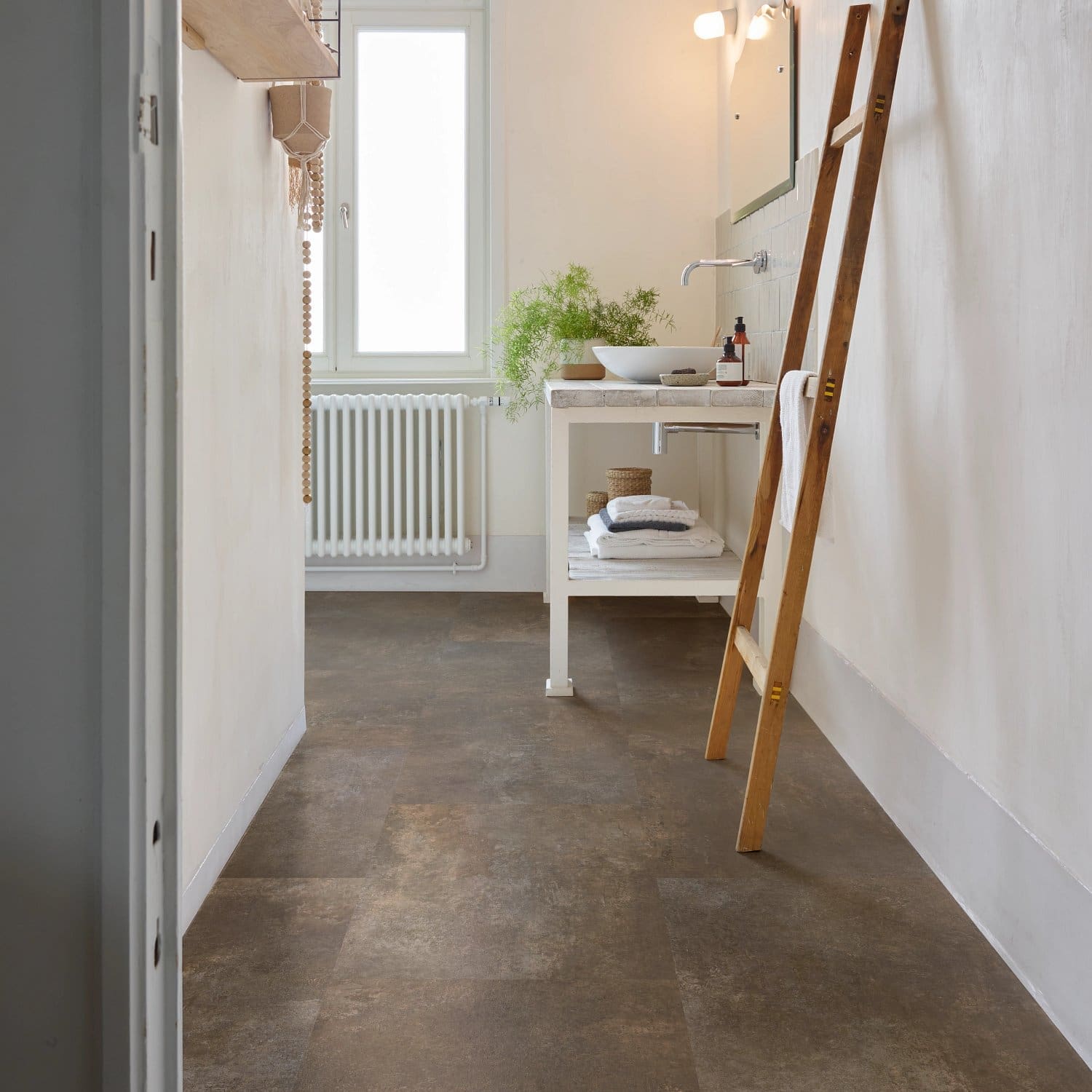 COREtec Essentials Tile Series Cosmic Copper 67 flooring - room shot showing texture and color