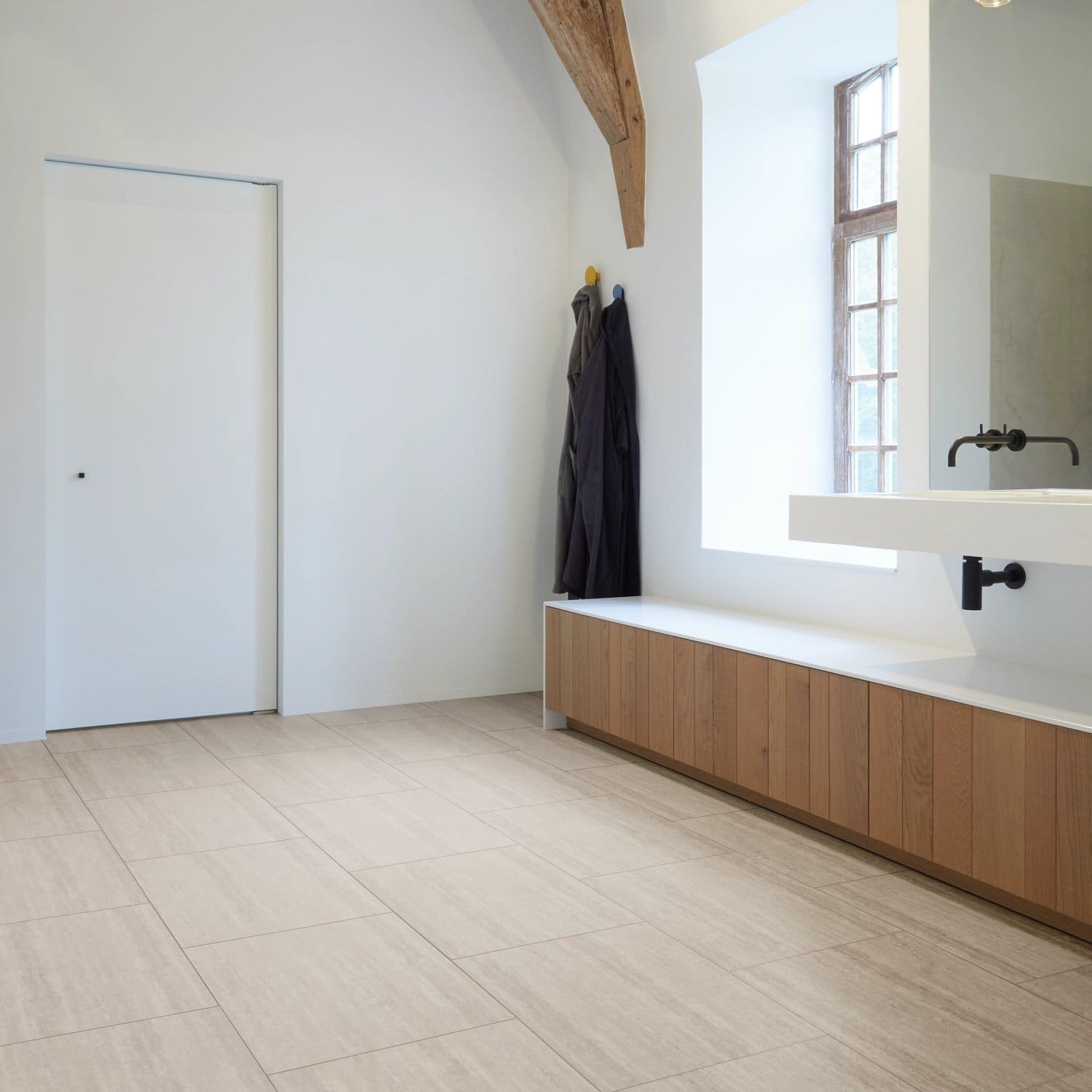 COREtec Essentials Tile+ Series Lyra 57 flooring - room shot showing texture and color