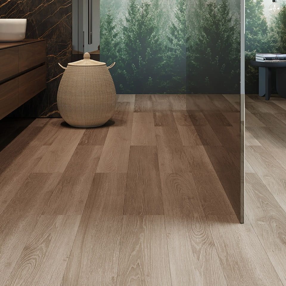 Invictus Maximus Click French Oak Linen flooring - room shot showing texture and color