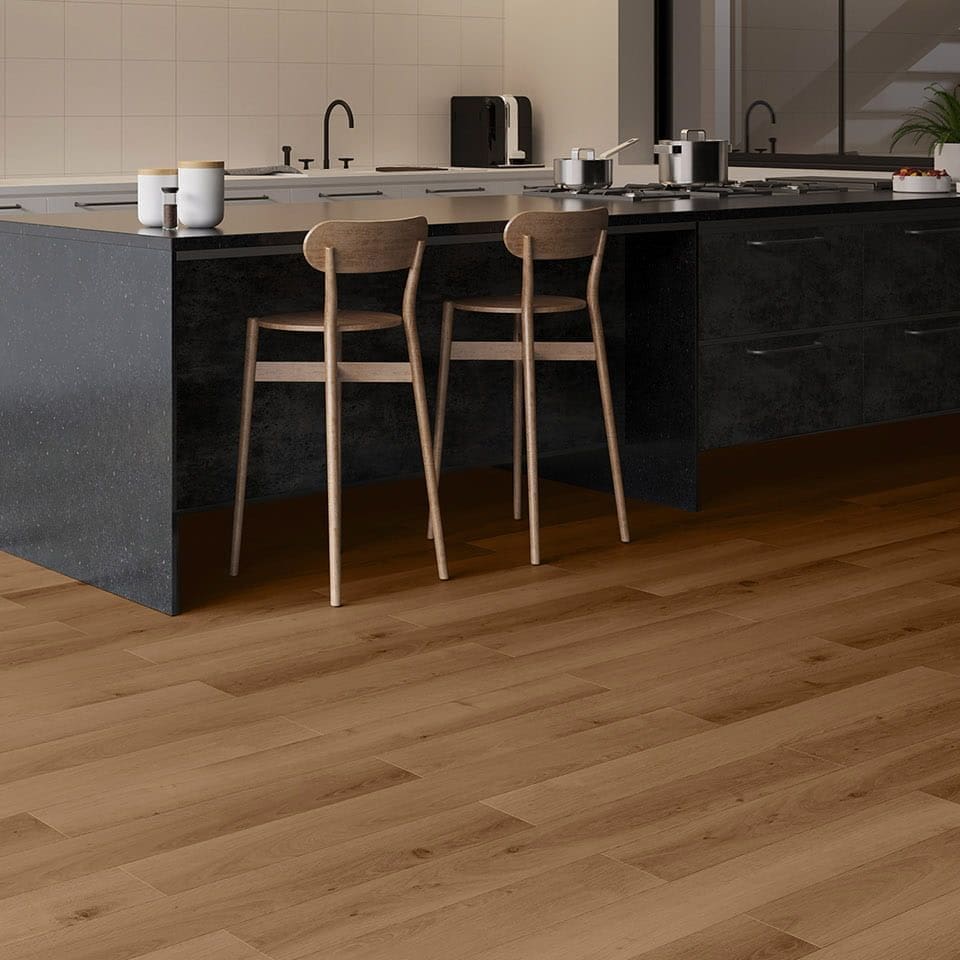 Invictus Maximus Click Highland Oak Chocolate flooring - room shot showing texture and color