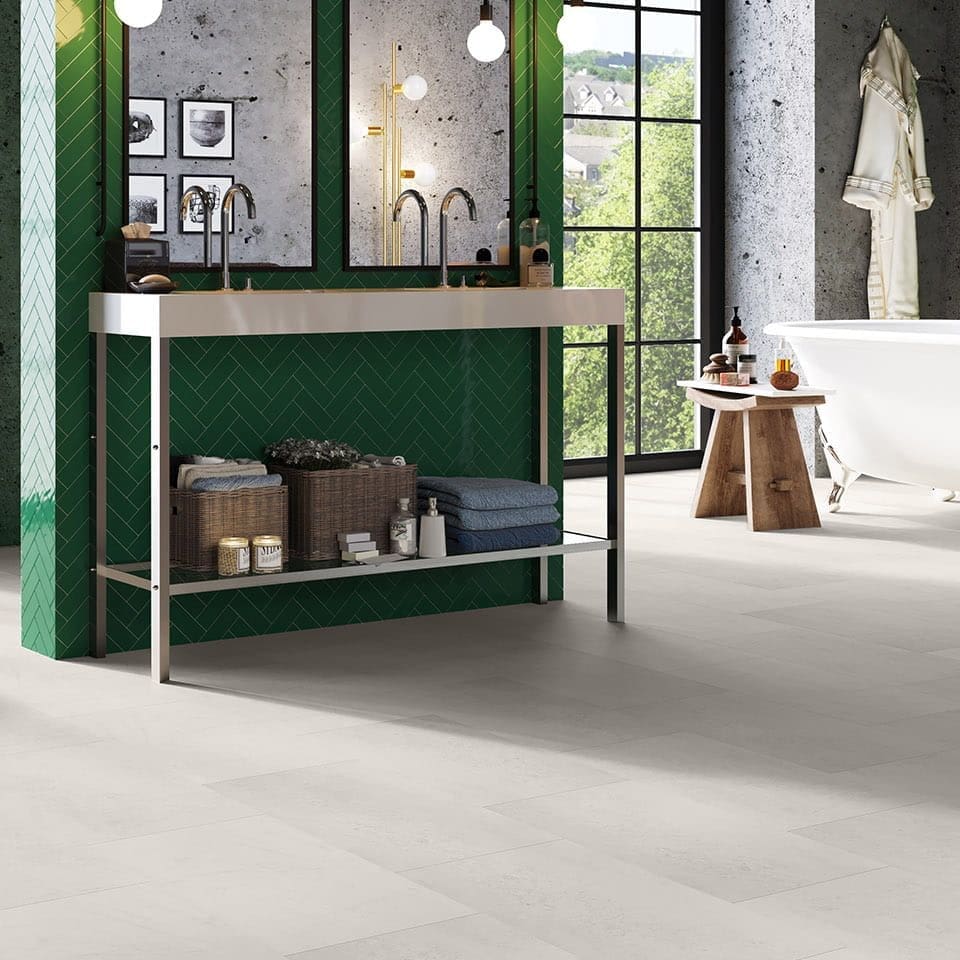 Invictus Maximus Groovy Granite Alabaster flooring - room shot showing texture and color