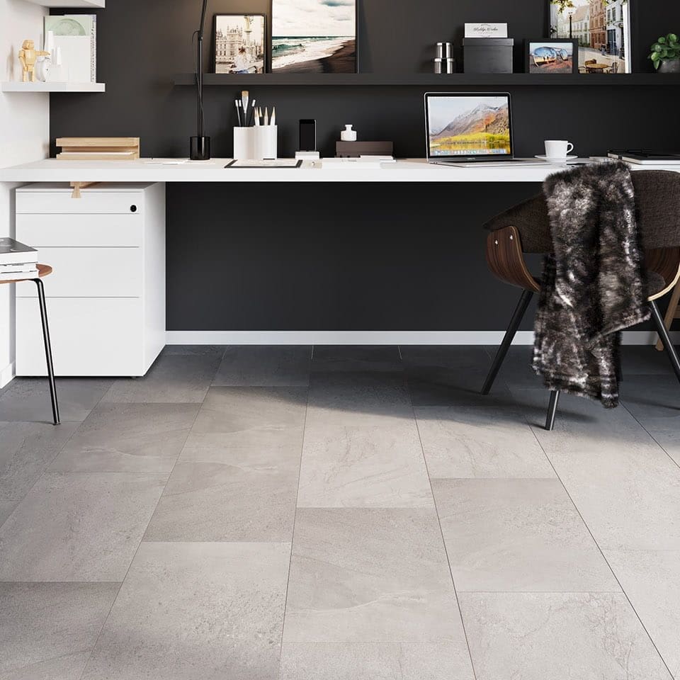 Invictus Maximus Groovy Granite Steel flooring - room shot showing texture and color