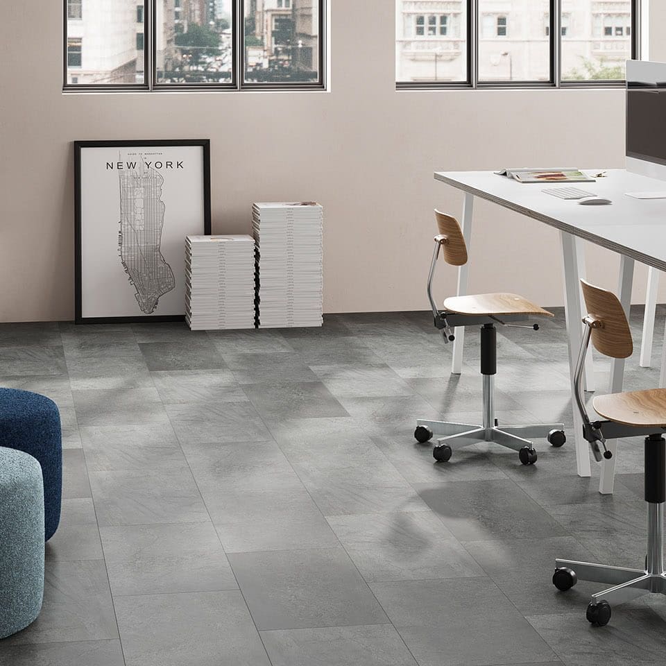 Invictus Maximus Groovy Granite Lava flooring - room shot showing texture and color