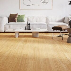 Invictus Maximus Natural Teak Amber flooring - room shot showing texture and color