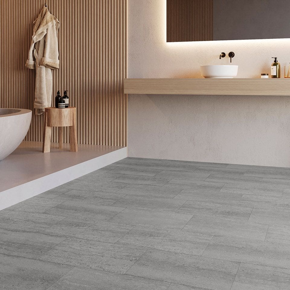 Invictus Maximus Tivoli Stone Pewter flooring - room shot showing texture and color