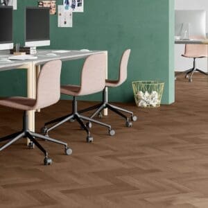 Invictus Ultimus Barn Oak Parquet Saddle flooring - room shot showing texture and color