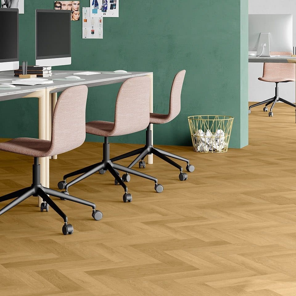 Invictus Ultimus Barn Oak Parquet Straw flooring - room shot showing texture and color