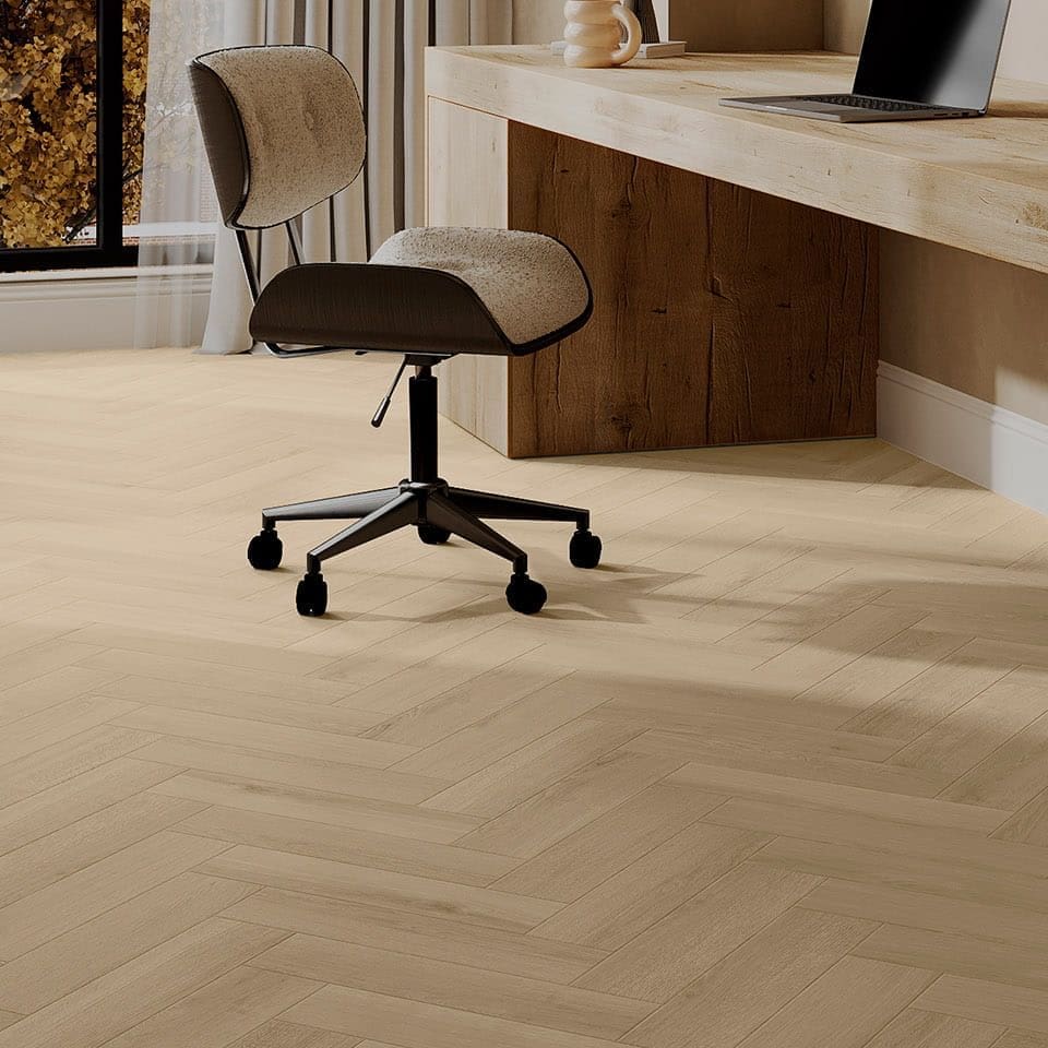 Invictus Ultimus Belrose Oak Parquet Wheat flooring - room shot showing texture and color