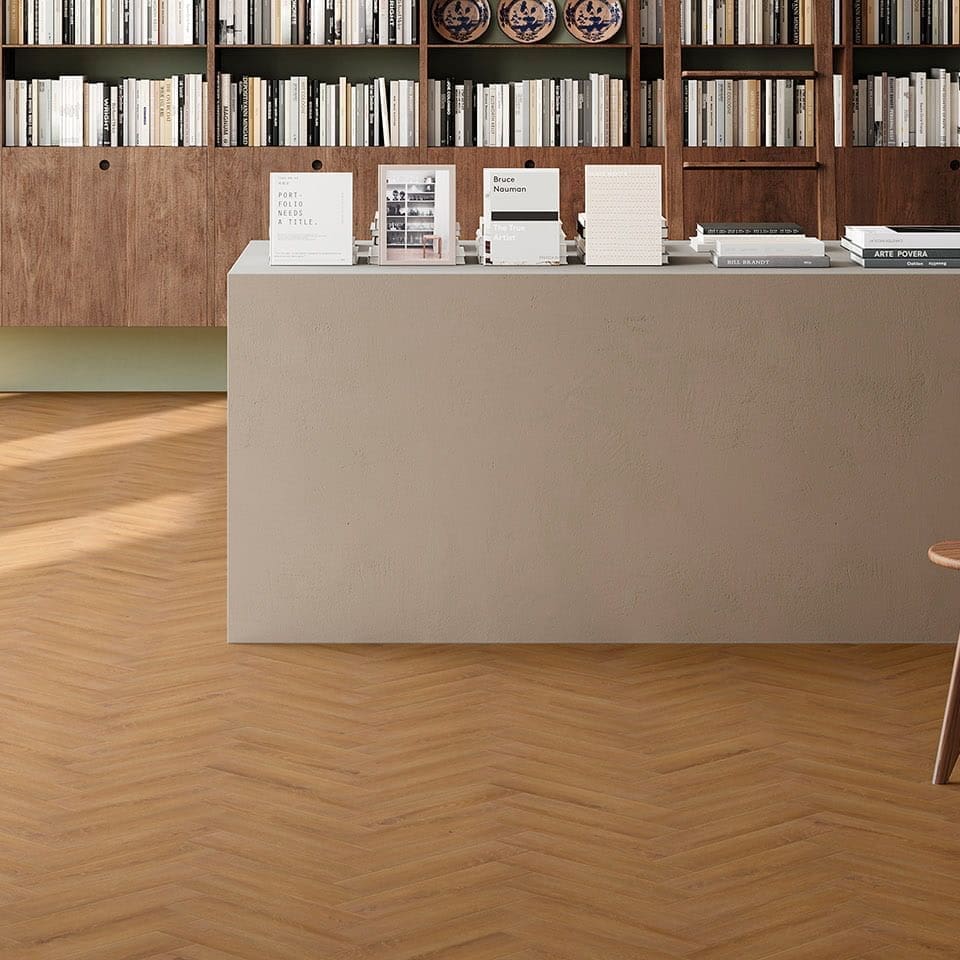 Invictus Ultimus Cabin Oak Parquet Kendal flooring - room shot showing texture and color