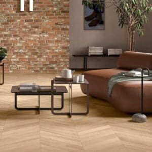 Invictus Ultimus Heritage Oak Chevron Windsor flooring - room shot showing texture and color