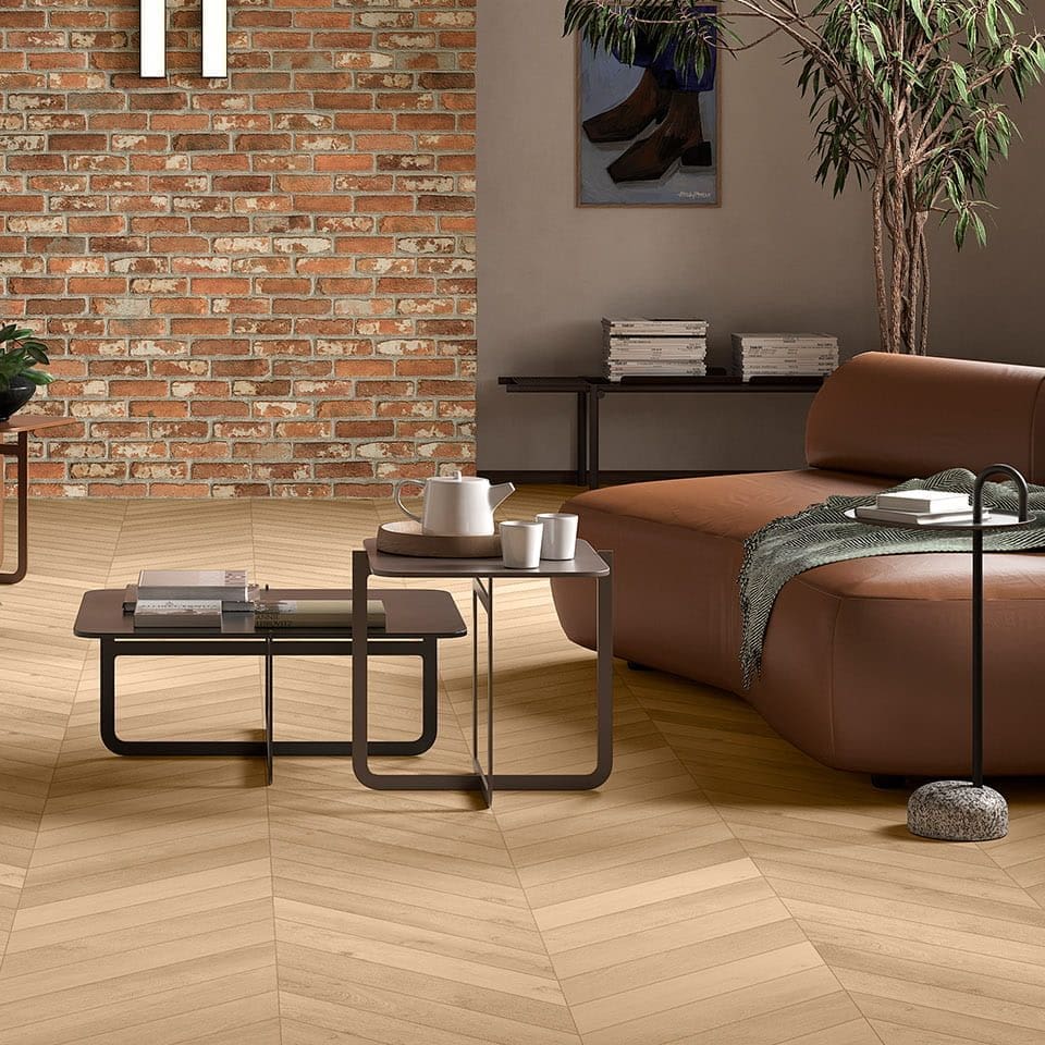 Invictus Ultimus Heritage Oak Chevron Windsor flooring - room shot showing texture and color