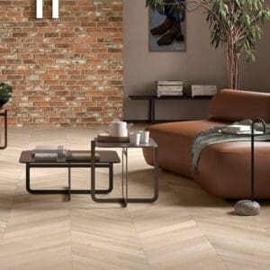 Invictus Ultimus Heritage Oak Chevron Sandringham flooring - room shot showing texture and color