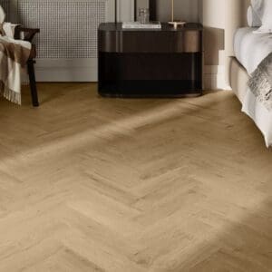 Invictus Ultimus Regency Oak Parquet Brioche flooring - room shot showing texture and color