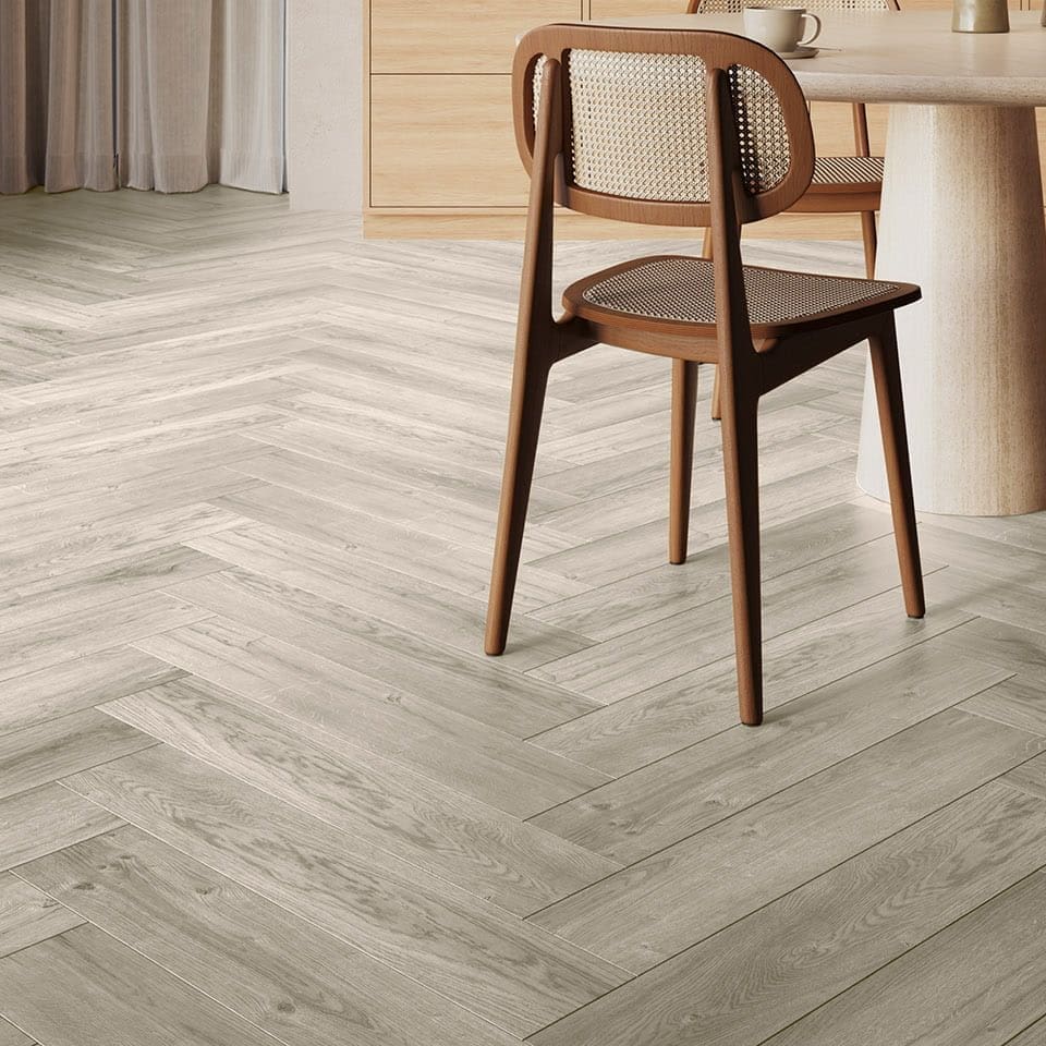 Invictus Ultimus Sienna Oak Parquet Orchid flooring - room shot showing texture and color