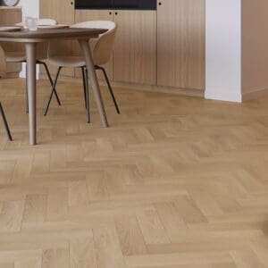 Invictus Ultimus Velvet Oak Parquet Camille flooring - room shot showing texture and color