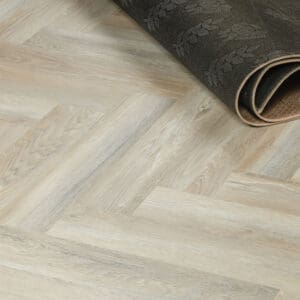 Tromso Herringbone LVT Limed Oak flooring - room shot showing texture and color