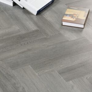 Tromso Herringbone LVT Slate Grey flooring - room shot showing texture and color