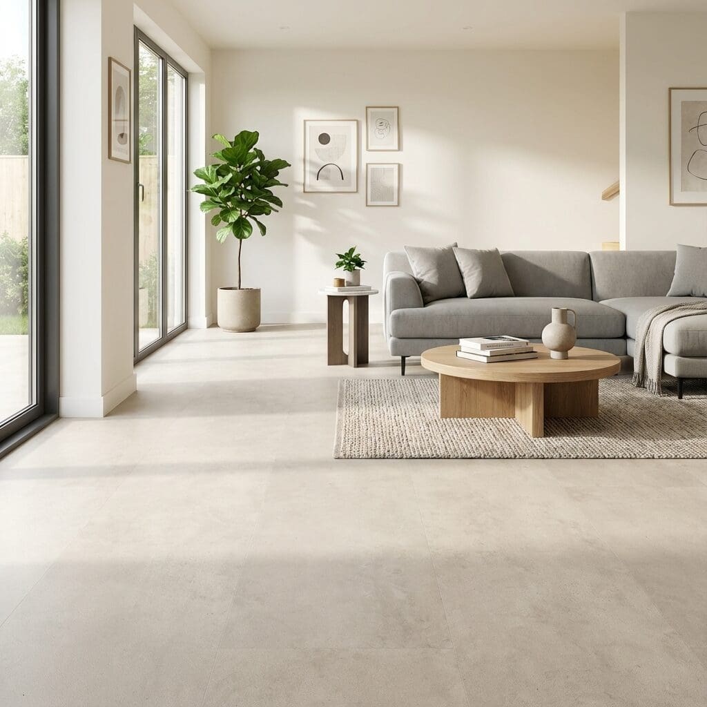 Amtico Click Smart Dappled Concrete SB5S2793 luxury vinyl flooring room interior