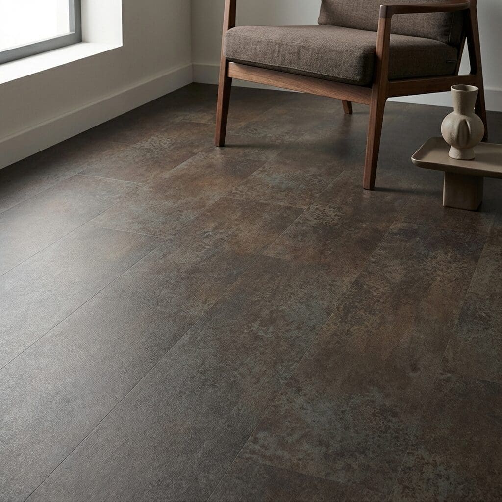 Amtico Signature Black Burnished Metal luxury vinyl flooring detailed view