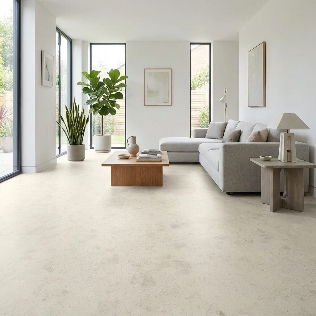 Amtico Signature Shottery Limestone luxury vinyl flooring room interior