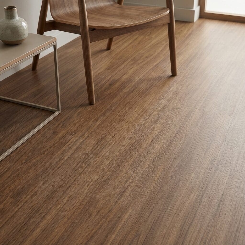 Amtico Spacia Dusky Walnut luxury vinyl flooring detailed view