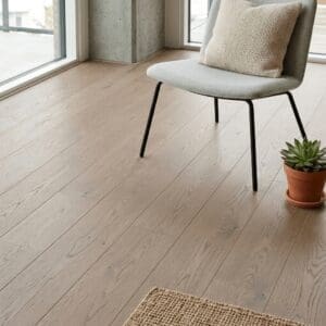 Acton Oak engineered oak flooring detailed view - photorealistic room shot