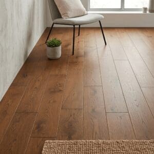 Aldford Oak engineered oak flooring detailed view - photorealistic room shot
